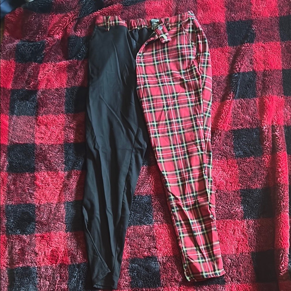 Hottopic split red plaid punk pants